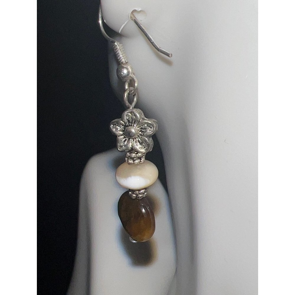 Artisan Jasper And Faceted Tiger Eye Earrings